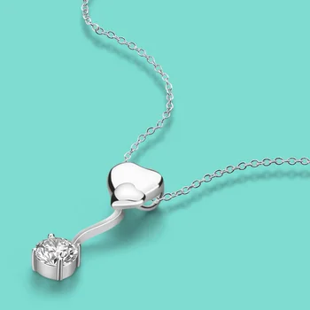 

Fashion 925 sterling silver necklace female model simple zircon pendant water wave necklace charm jewelry solid silver necklace