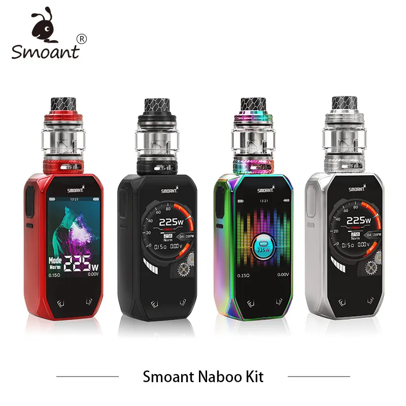 

New Smoant Naboo Kit Dual battery 225w Box Mod Kit with 4ml Naboo subohm Tank Mesh Coli Vape Music Mode Electronic Cigarettes