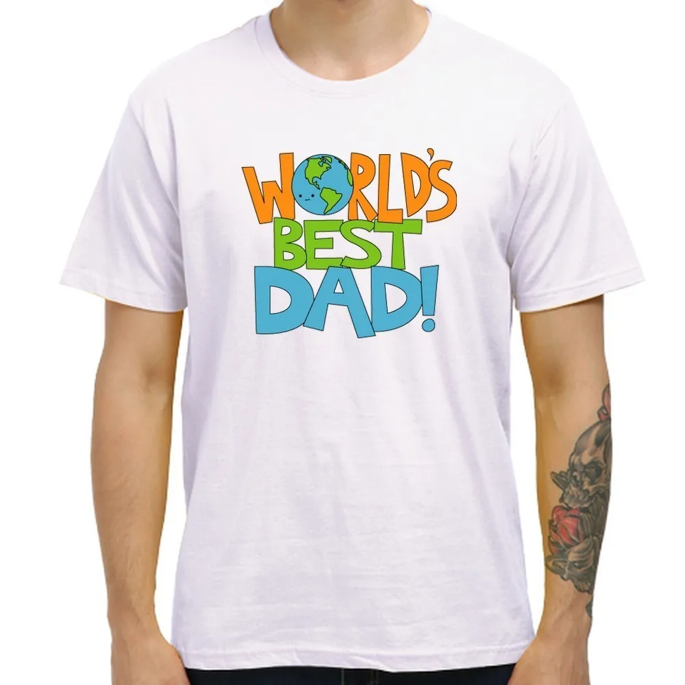 

Best Father's Gift Tee Shirt World's Best Dad Print Men's O Neck Tshirt 100% Cotton Casual Men Summer Short Sleeve T Shirt Homme