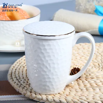 

Phnom penh coffee mug lid Relief white bone china round mug with handle ceramic milk creative style Hand stroke gifts
