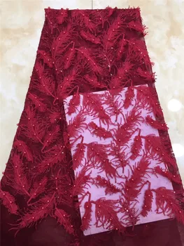 

Beaded French net lace fabric super quality african embroidery lace fabric with sequins for party dress YG-671