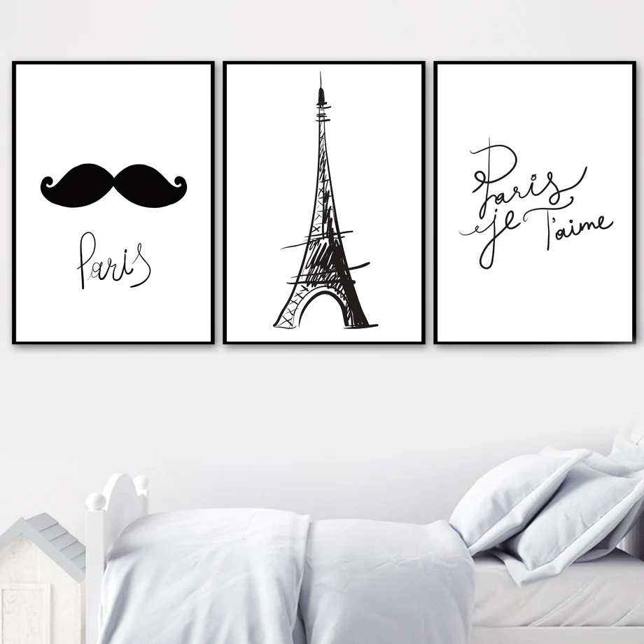 Paris-Tower-Ice-Cream-Heart-Wall-Art-Canvas-Painting-Nordic-Posters-And-Prints-Cartoon-Wall-Pictures (2)