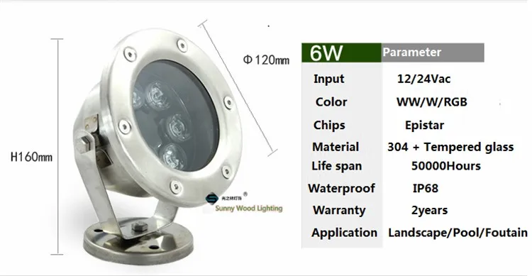 IP68 фонтан со светодиодным освещением подводная подсветка для бассейна свет для плавательного Бассеина, ландшафтный светильник 6 W 24 V AC LPL-A-6W-24V