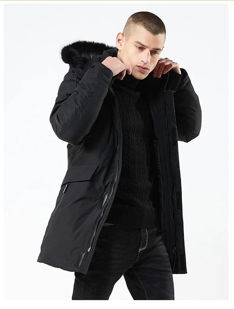 Высококачественная теплая зимняя мужская куртка, модная верхняя одежда, длинные пальто, брендовые ветрозащитные толстовки с капюшоном, парка, Мужская Уличная одежда, размер M-3XL