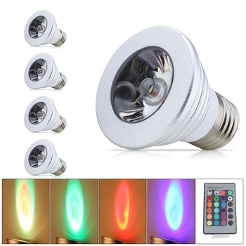 

4x 3W High Power E27 RGB LED Bulb Light 16 Color AC85-265V Lampada Changing lamp spotlight with Remote Controller Led Lights
