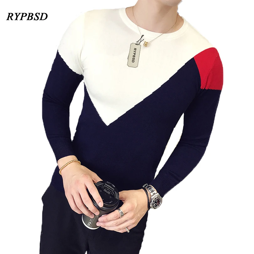 Autumn New Arrival Patchwork font b Sweaters b font font b Men b font Gentleman Korean