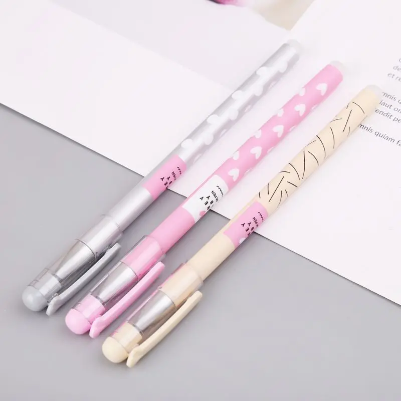 

3pcs 0.38mm Heart Dots Erasable Pen Blue Ink Magic Ballpoint Pens Stationery Gift
