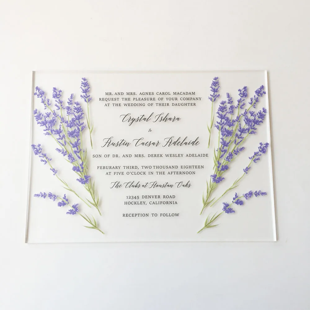  Customized Romantic Water Color Style 5x7inch Frosted Acrylic Wedding Invitation Cards 100 Sets Per - 32848177468