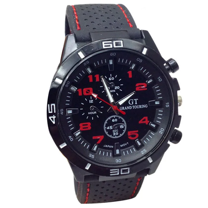 Кварцевые часы мужские деловые и повседневные военные часы спортивные наручные часы силиконовые модные часы reloj hombre - Цвет: Красный