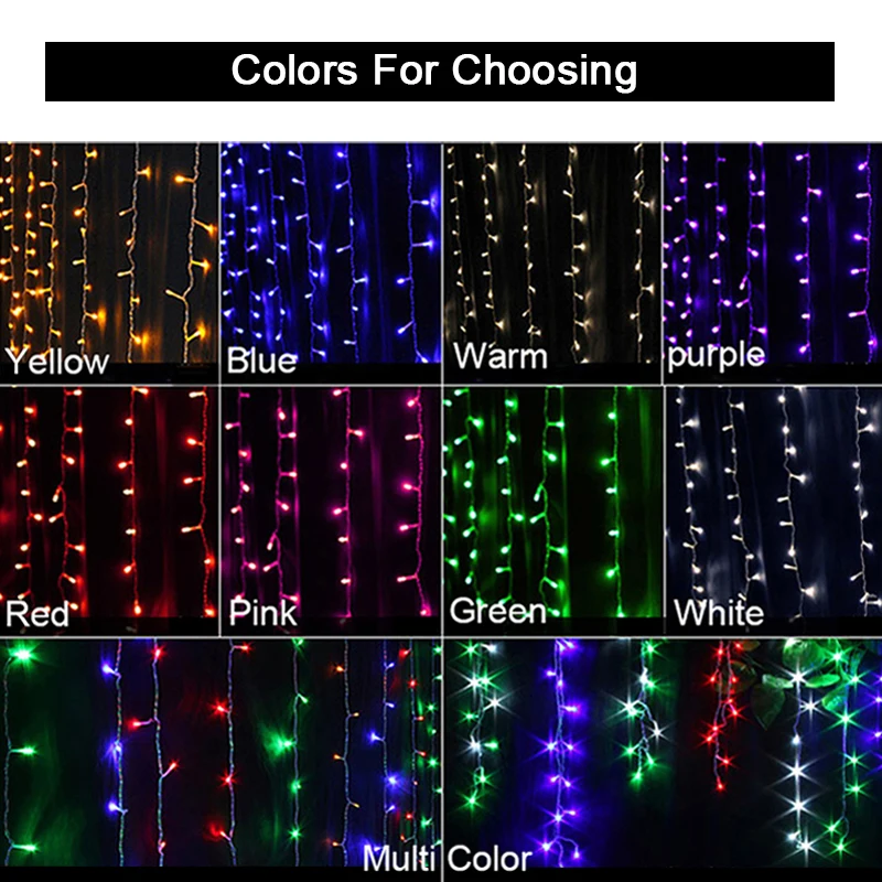 10MLength 1280 светодиодный гирлянда для занавесок, Рождественская гирлянда, светодиодный светильник, украшения, свадебные сказочные огни, праздничная вечеринка, декор для сада