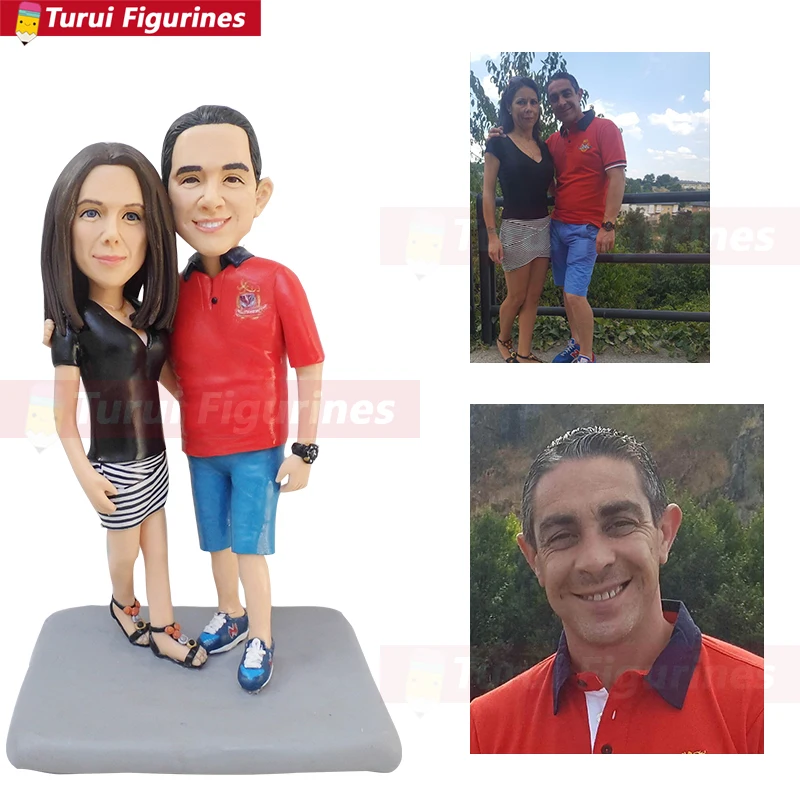 مخصص عاشق زوجين bobblehead التماثيل الرياضة البيسبول فريق الشكل مع قمصان رياضية مخصصة زي دمى الطين