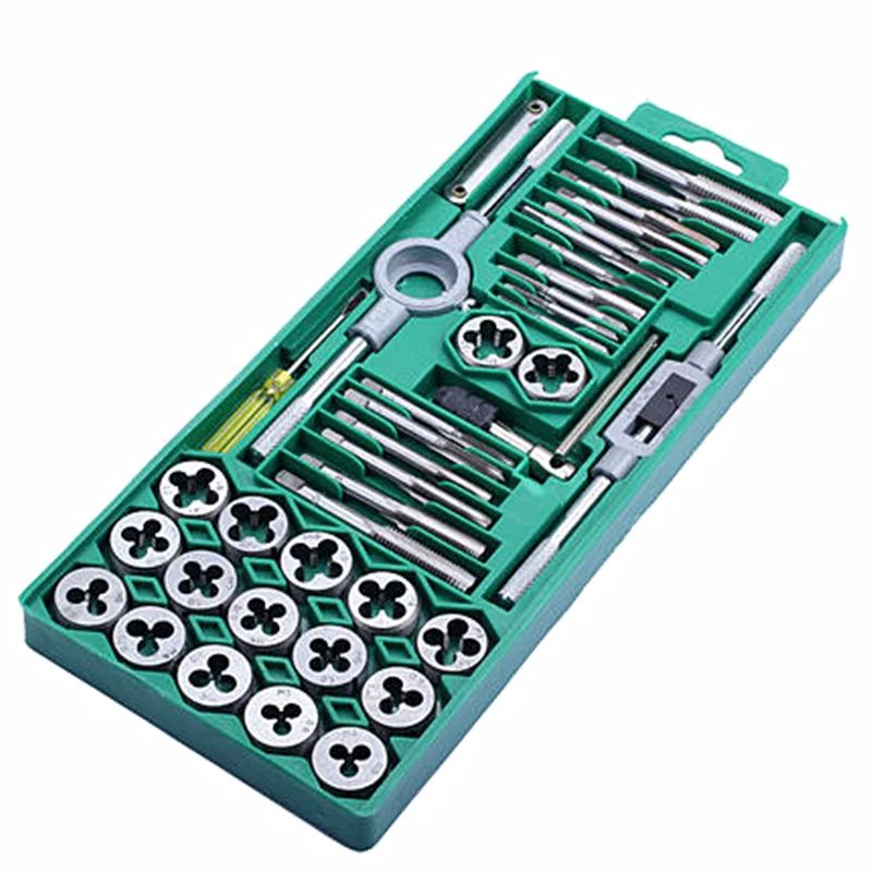 40pcs metric system tap and die combo hand tap wrench die setter set