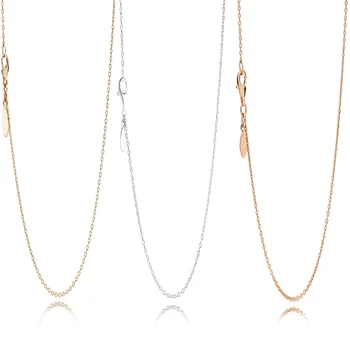 

3 Style Authentic 925 Sterling Silver Necklaces Thin Chain Necklace Bracelets For Women Party Wedding Jewelry