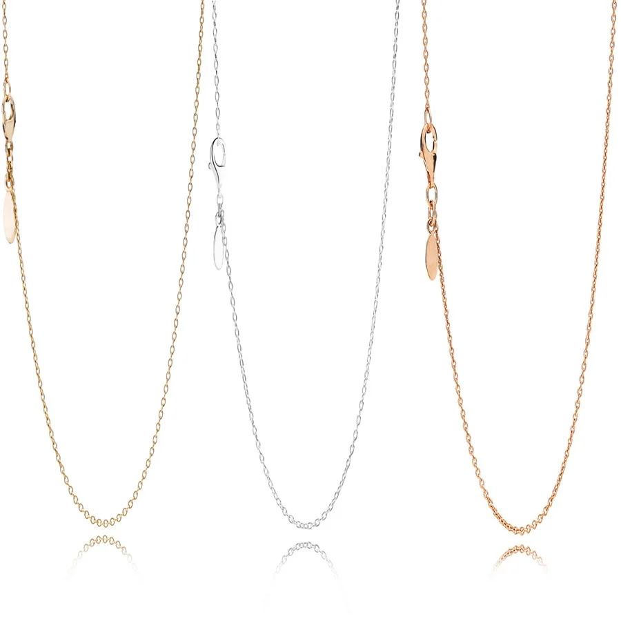 

3 Style Authentic 925 Sterling Silver Necklaces Thin Chain Necklace Bracelets for Women Party Wedding Jewelry