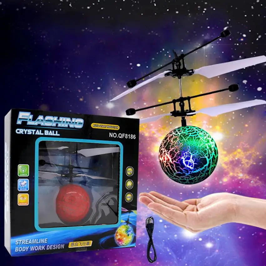 RC игрушка летающий мяч беспилотный вертолет мяч встроенный сверкающих светодиодный освещения для детей и подростков красочные полетах Cherryb