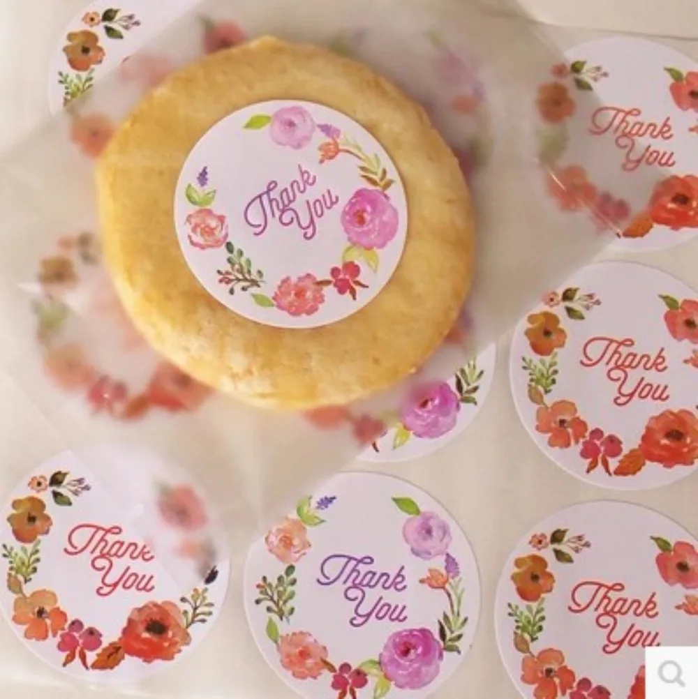 

1200 Pcs/lot Vintage Round Flower Rose "Thank you" Sealing Packaging Label Sticker For Shop Baking Package Label Gift Decoration