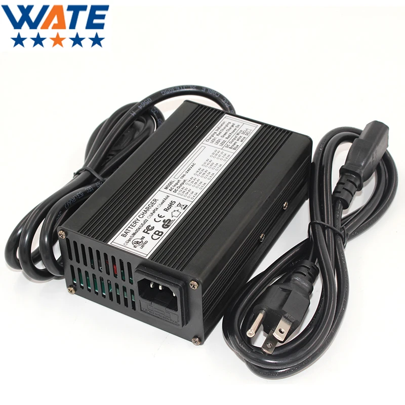 Comprar Cargador de batería de iones de litio de 42V 3A funda de aluminio para 10S 36V Lipo LiMn2O4 LiCoO2 cargador inteligente de batería Auto Stop Smart Tools