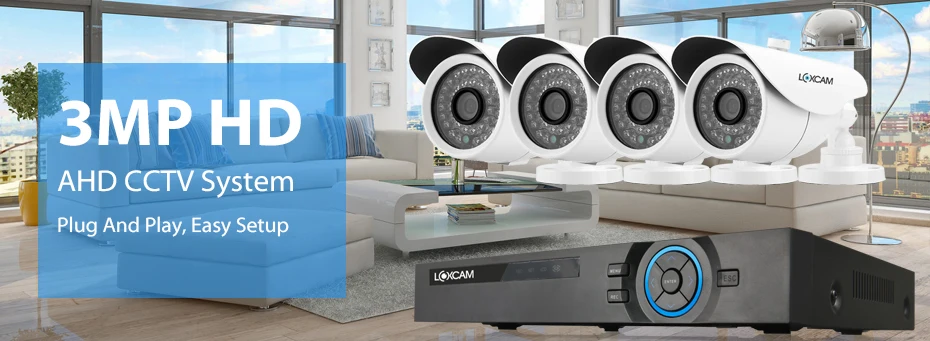 LOXCAM H.265+ 4CH 4MP CCTV система 4CH DVR комплект 3MP металлическая Водонепроницаемая наружная камера ночного видения AHD CCTV камера Система HDMI P2P