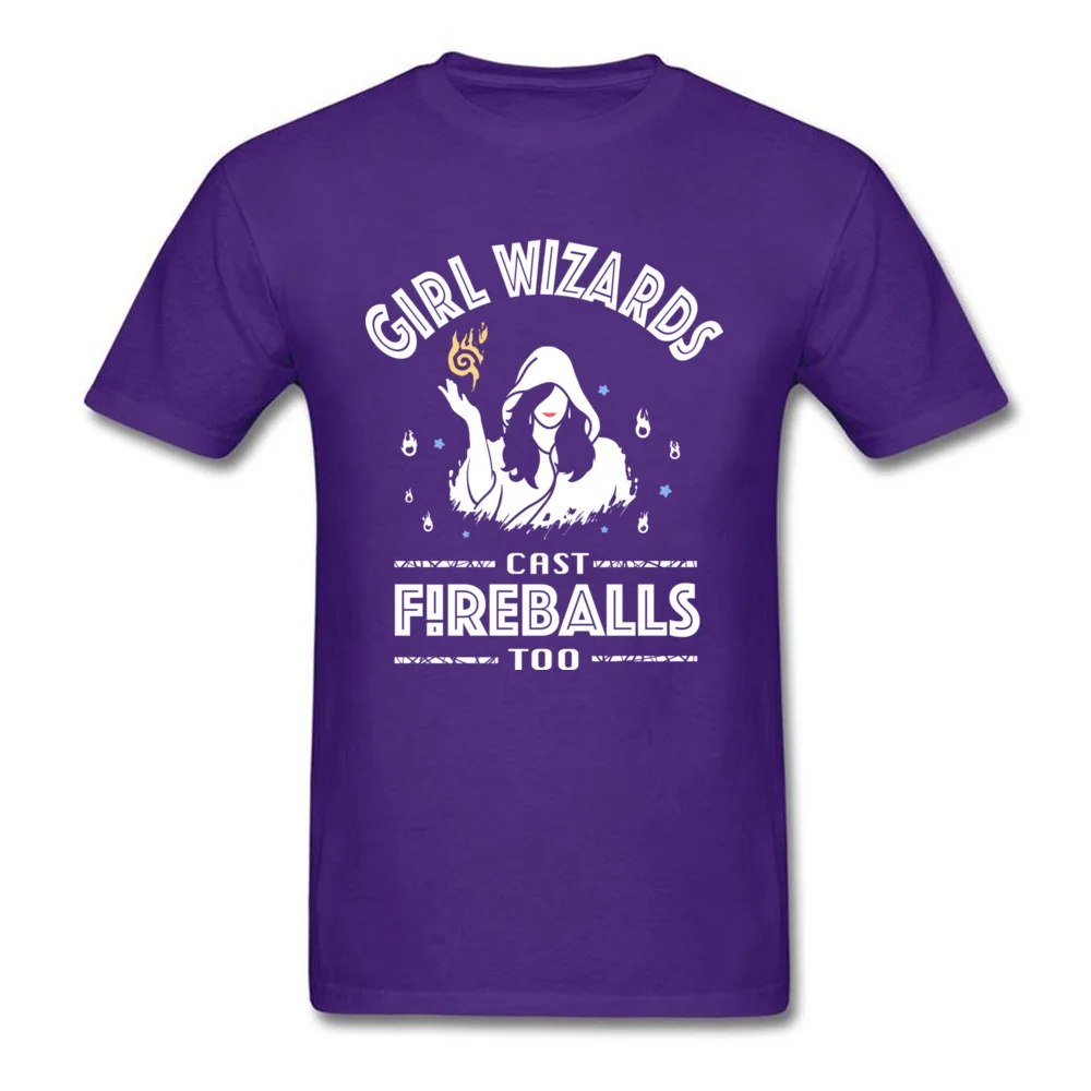 Girl Wizards cast Fireballs too Father Day Pure Cotton O Neck Tops Shirt Short Sleeve 3D Printed Tee-Shirts Graphic T Shirt Girl Wizards cast Fireballs too purple