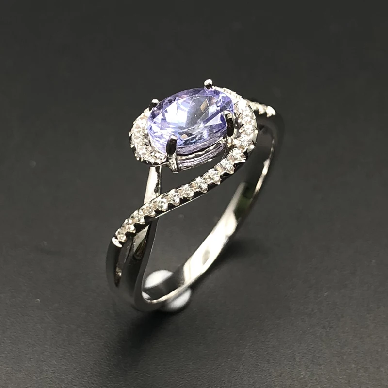 Танзанит, кольца, натуральный драгоценный камень, серебро 925 пробы, кольцо, простой стиль, хорошее ювелирное изделие для офисных работников, для женщин, вечерние и повседневные