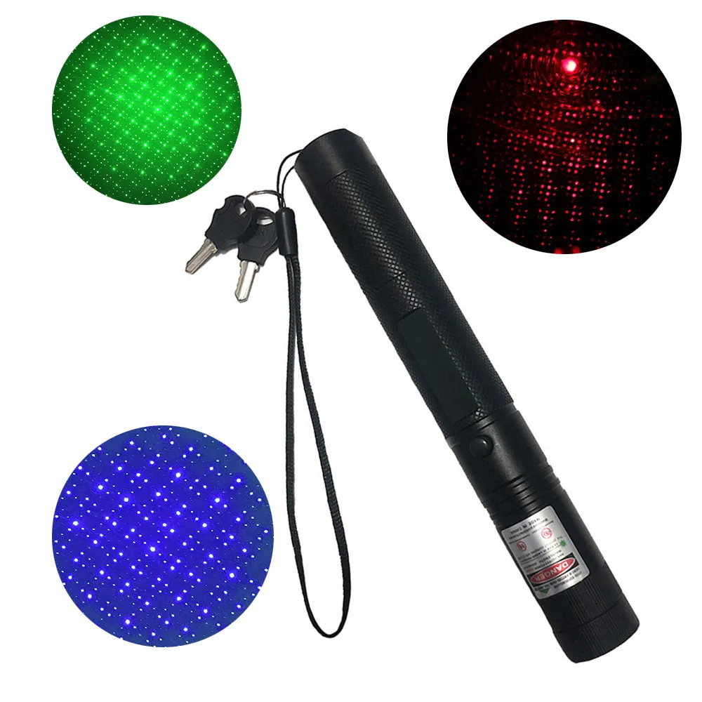 

10000m Hunting 532nm 5mw long-range laser light Lasers Adjustable Focus Powerful device Lazer laser pen Head Burning Tricolor