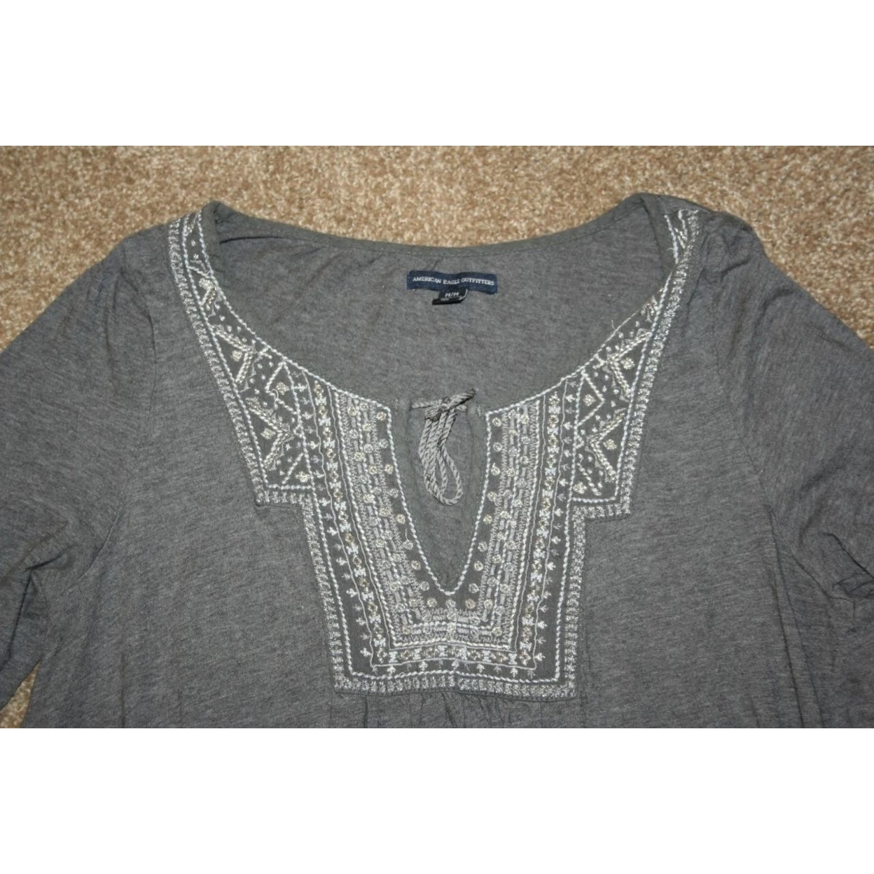 AMERICAN EAGLE Medium Gray Blouse Shirt Top 3/4 Slv Chest: 45 Womens (4)