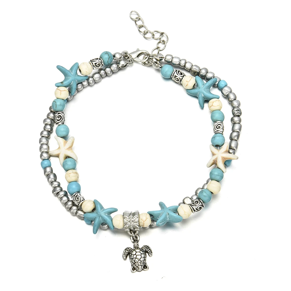 

Fashion Women Men Boho Starfish Beads Sea Turtle Anklet Beach Sandal Ankle Bracelet Jewelry