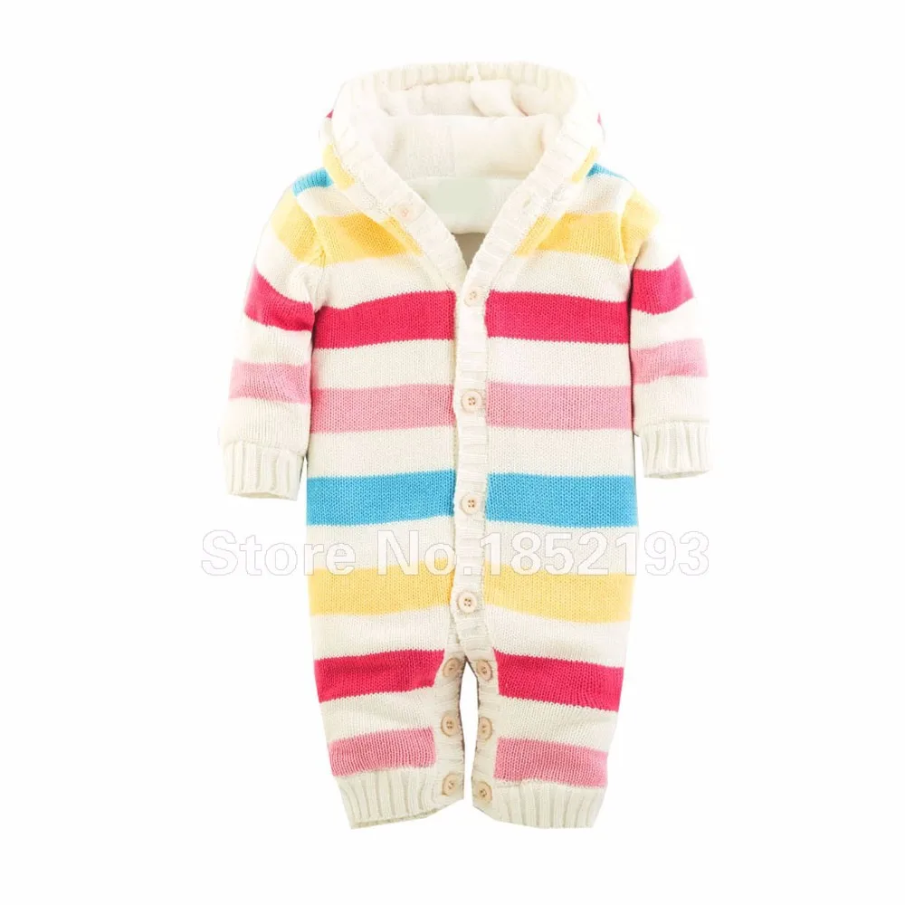 Зимний комбинезон; шерстяной свитер; Детский комбинезон; брендовый флисовый Детский комбинезон для новорожденных; комбинезон из плотного бархата кораллового цвета для детей 0-18 месяцев