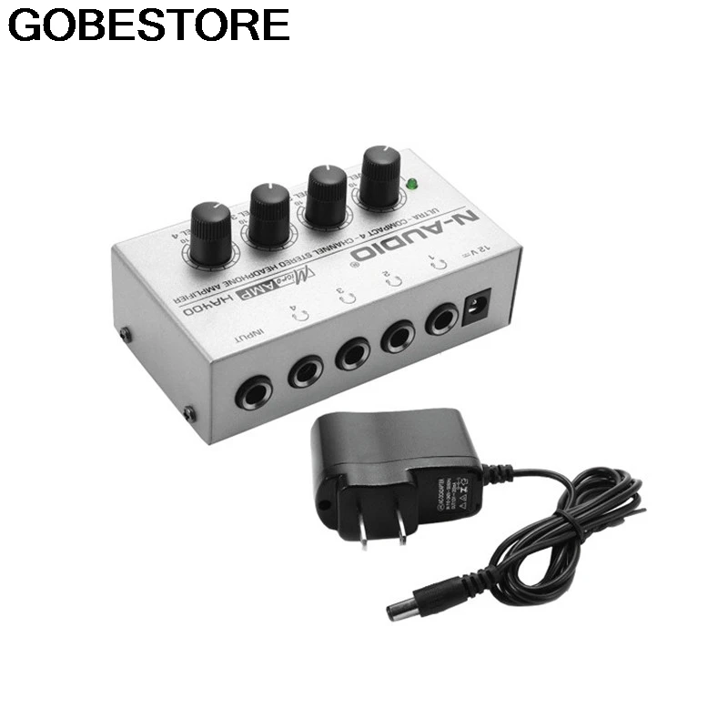 

Silver HA400 Ultra-compact 4 Channels Mini Audio Stereo Headphone Amplifier With Power Adapter