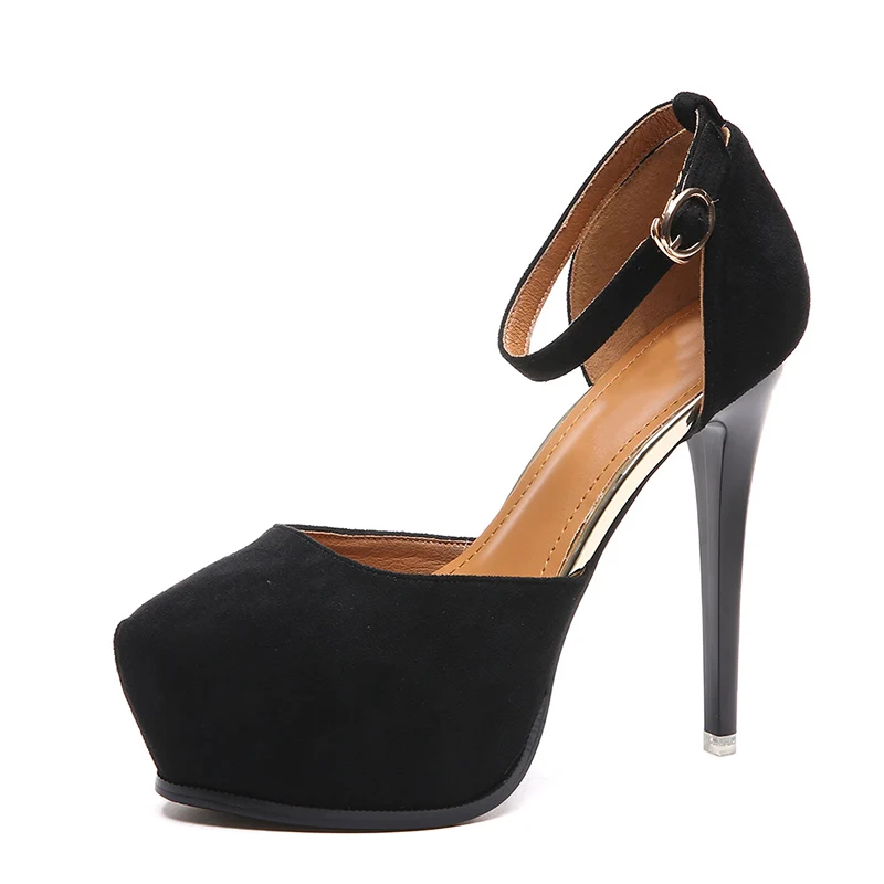 Black Suede Heels 12cm Stiletto High Heels Autumn Women Elegant Shoes Ladies  Platform High Heels Women Pumps Sapato Feminino