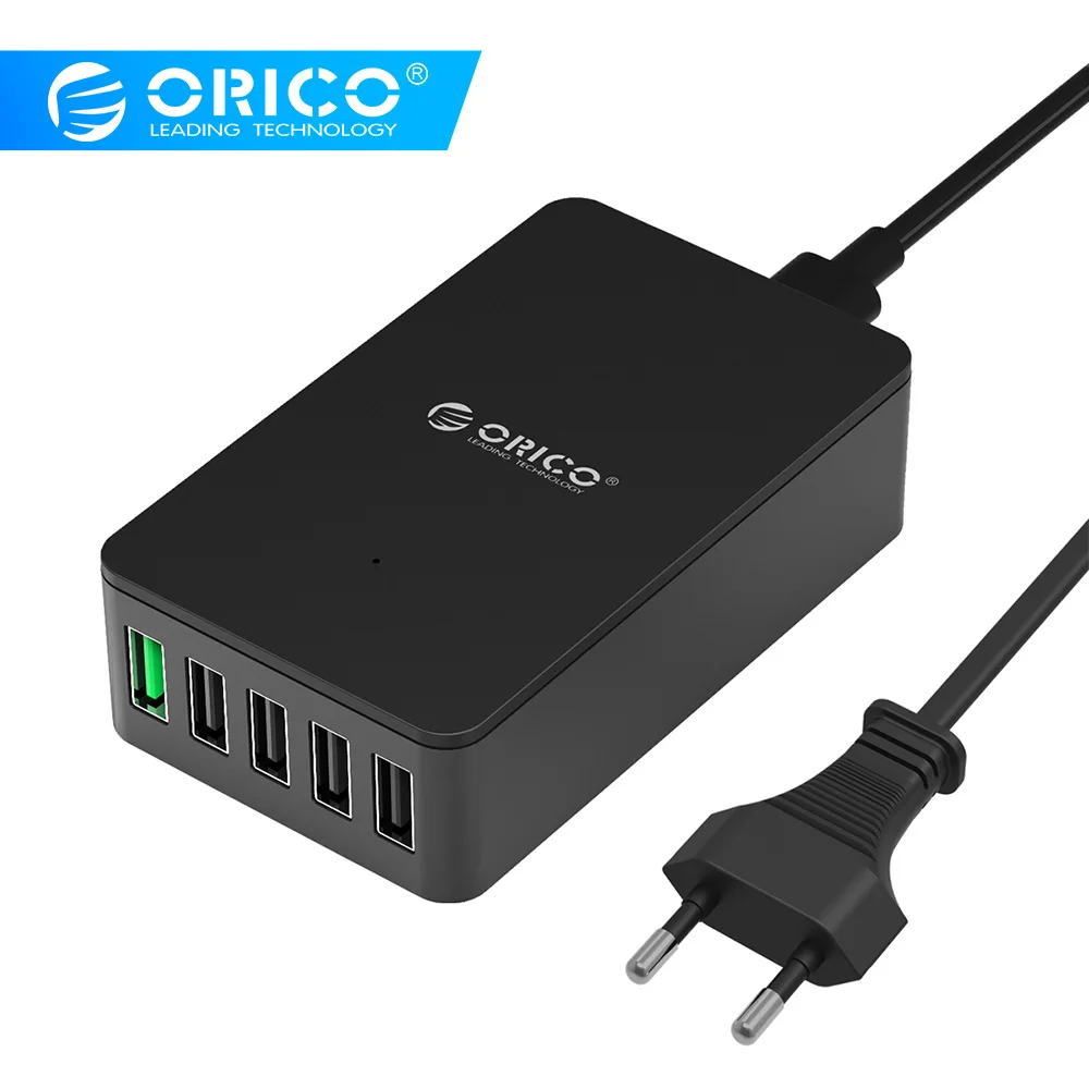 

ORICO QC2.0 USB Charger 5 Ports Desktop Quick Charger for Samsung Xiaomi Huawei and Tablets with EU Plug