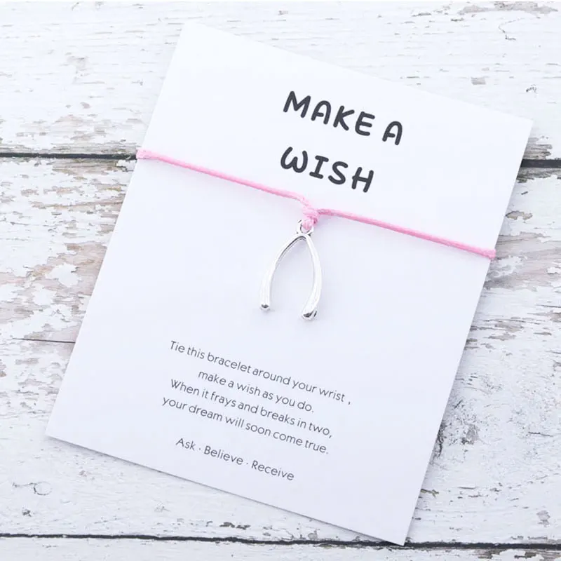 Браслеты Make A Wish браслет Wishbone со шнурком для дружбы удачи с подвесками женский