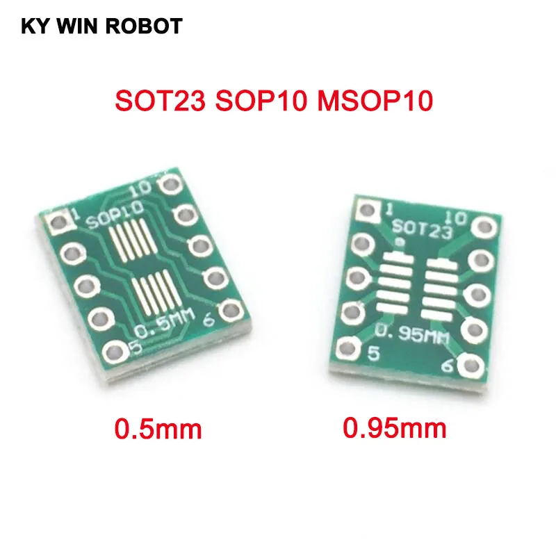 20pcs SOT23 SOP10 MSOP10 Umax SOP23 to DIP10 Pinboard SMD To DIP Adapter Plate 0.5mm/0.95mm to 2.54mm DIP Pin PCB Board Convert afbeelding