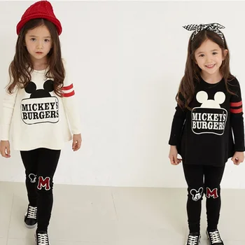 

2019 Girls Clothes Sets Spring autumn Costume kids Clothing suit Two pieces Minnie Long Sleeve Baby toddler Children Ching 3-8Y