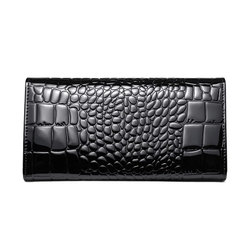 Fashion Genuine Leather Wallet Women Luxury Alligator Design Gold Leather Female Purse Clutch Bag Lady Wallets Long Wallet
