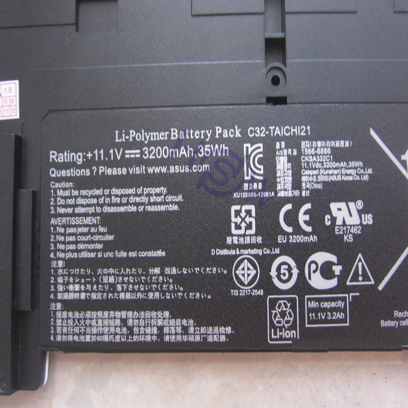 HSW Новый 11 1 В 3200 мАч 35Wh C32 TAICHI21 Батарея для Asus Ultrabook Taichi21 bateria Акку|battery for asus|asus