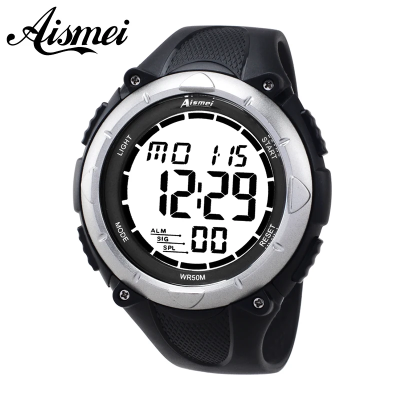 Новая мода Aismei мужские спортивные часы мужские военные СВЕТОДИОДНЫЕ Часы повседневные Резиновые наручные часы relogio masculino
