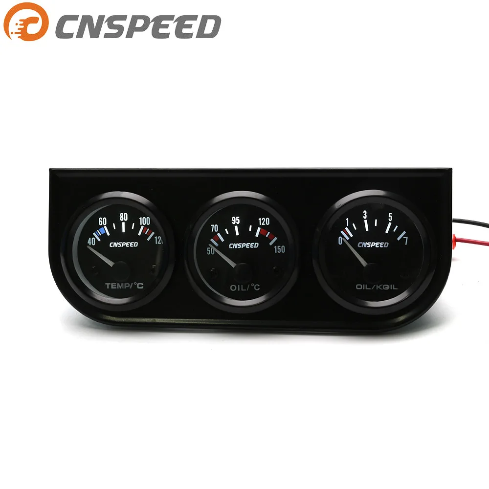 CNSPEED 52MM 3 In 1 Oil temp gauge Water temp Oil Pressure Gauge Kit