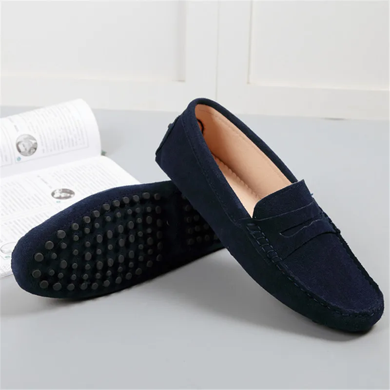 

New Shoes Men 100% Genuine Leather Men Flat Shoes Casual Loafers Slip On Men's Flats Shoes Moccasins Driving Shoes