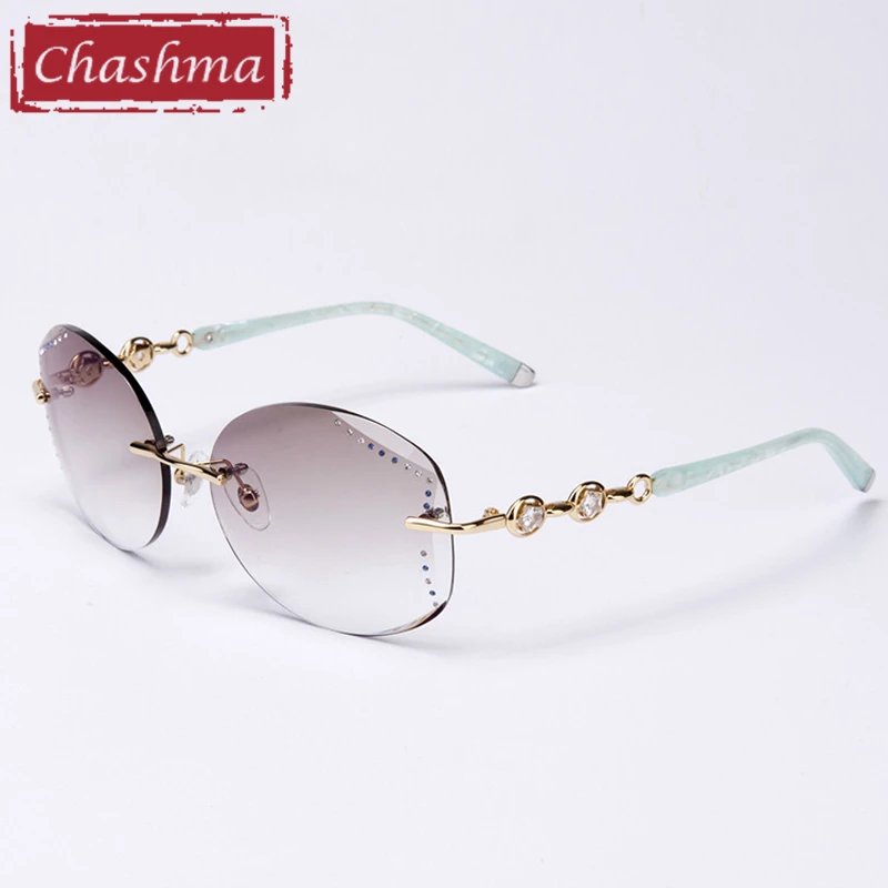 lente de grau Eyeglass Frame with Rhinestone Women Sunglasses Gradient
