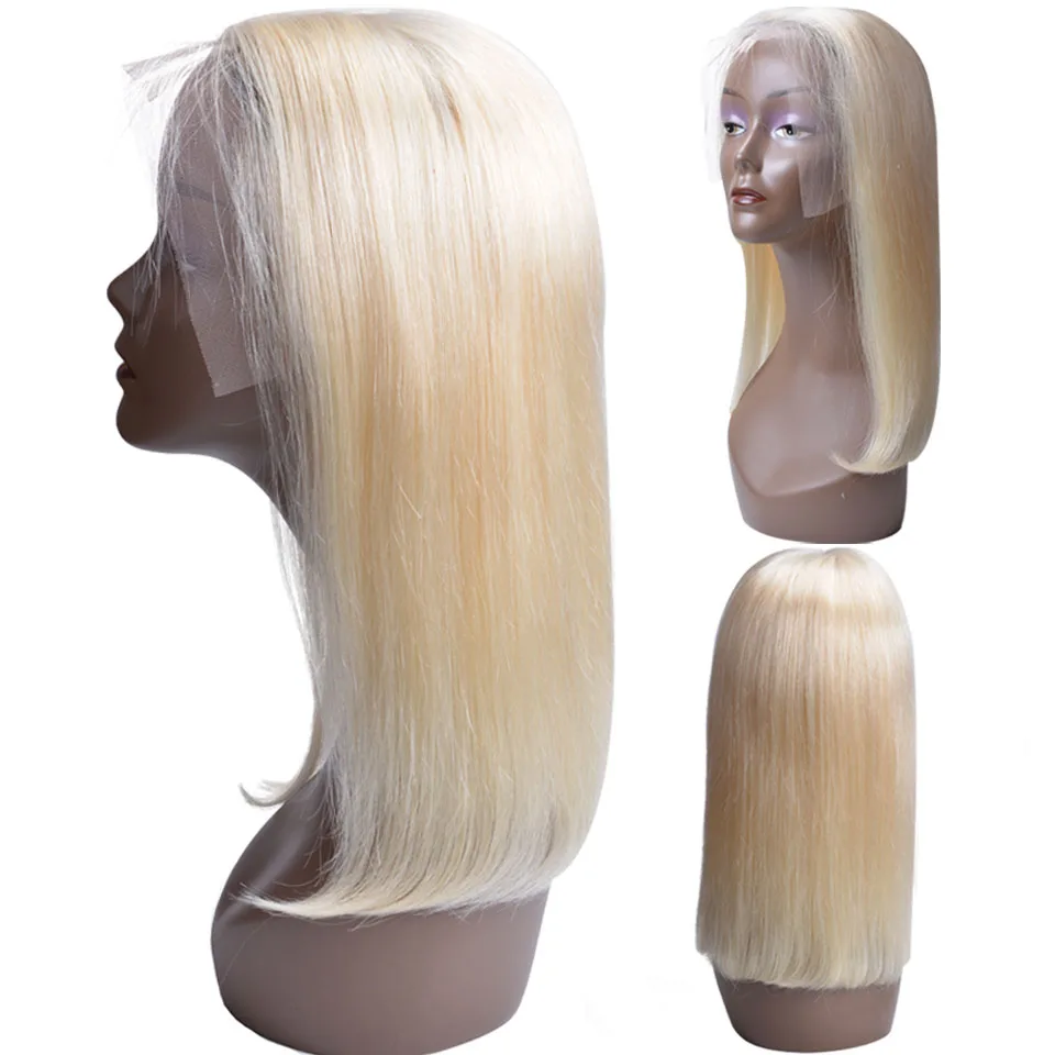 Блондинка Синтетические волосы на кружеве парик бразильский 613 короткий Боб Синтетические волосы на кружеве человеческих волос парики для