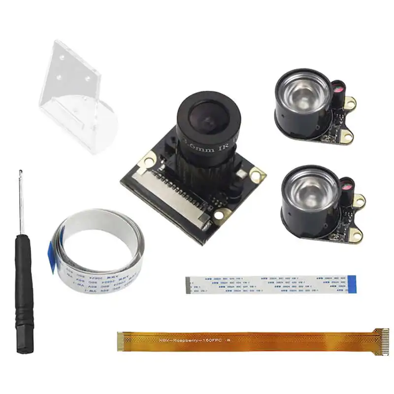 

5 In 1 Ir Night Visible 3.6Mm Fisheye Camera Ov5647+Holder For Raspberry Pi 3B+ /3B