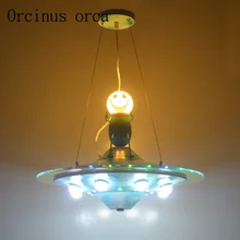 

Cartoon blue LED UFO chandelier children's room boy bedroom study room Mediterranean simple iron Chandelier free shipping