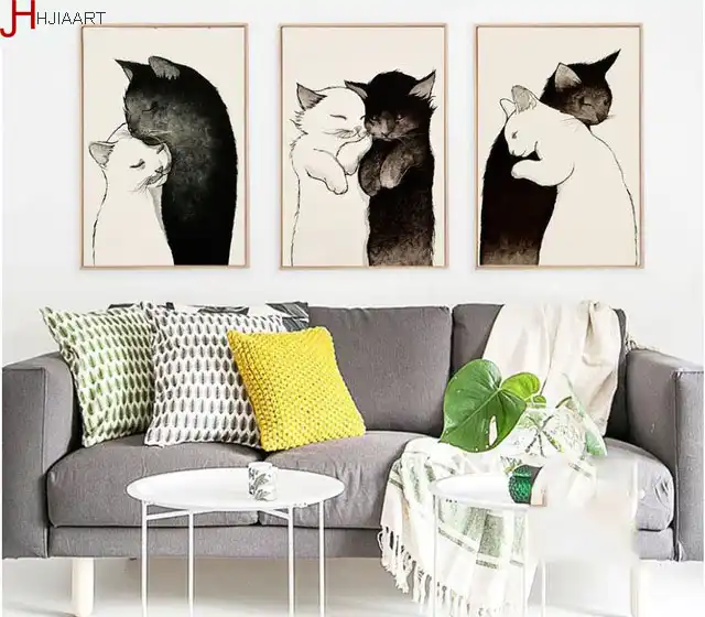 Cute Kitten Black//White Canvas Picture Wall Decoration Art Print