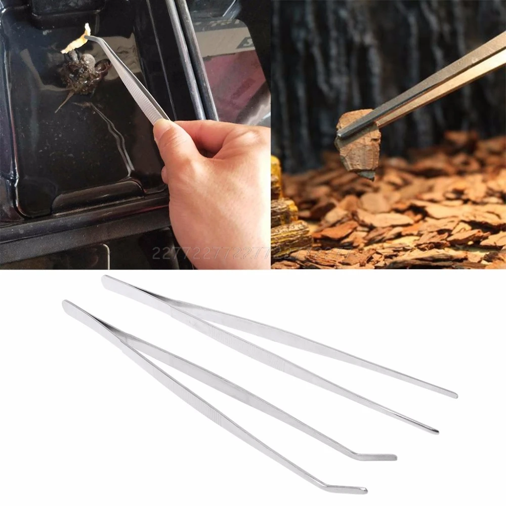 

2 Pcs New 30cm Reptile Feeding Tongs Tweezers Clamp Curved Stainless Steel Feeder Clip J07 19 dropship