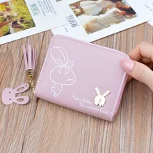 2019 New Women Small Wallets Lady Short Zipper Tassel Rabbit Wallet Fashion Korean Style Purse for Coins Card Bag Carteira punk style layered coins tassel anklet for women