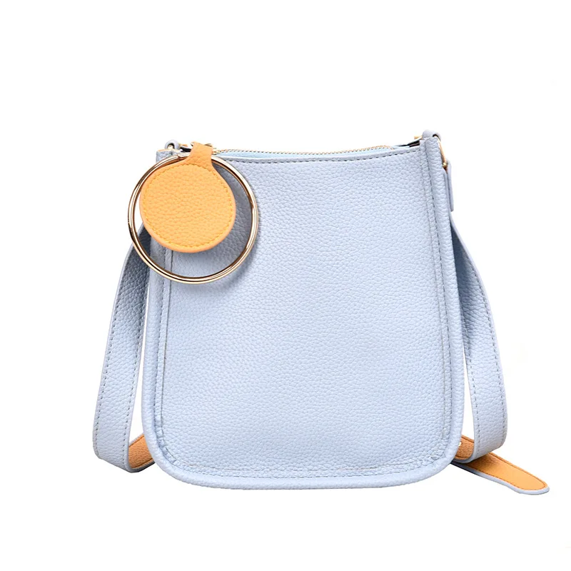 Сумка-мешок для девочек, новинка года, корейская модная сумка на одно плечо, популярная цветная скошенная сумка - Цвет: Blue
