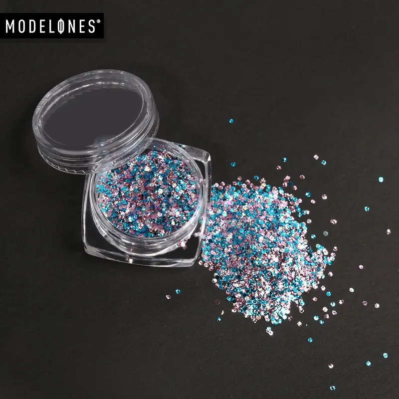 Modelones Nail Art Glitter Powder Decorations Colorful Nail Beads For Gel Polish DIY Nail Design Powder Nail Decor