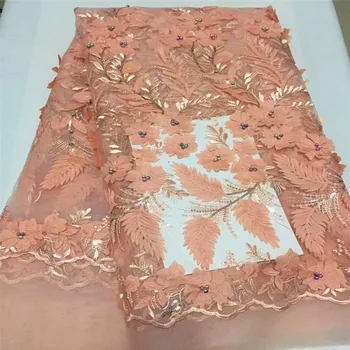 

2018 African 3D Lace Fabrics Latest Style African Lace Ribbon Embroidered Tissue White Lace African Dress For Women H408-2