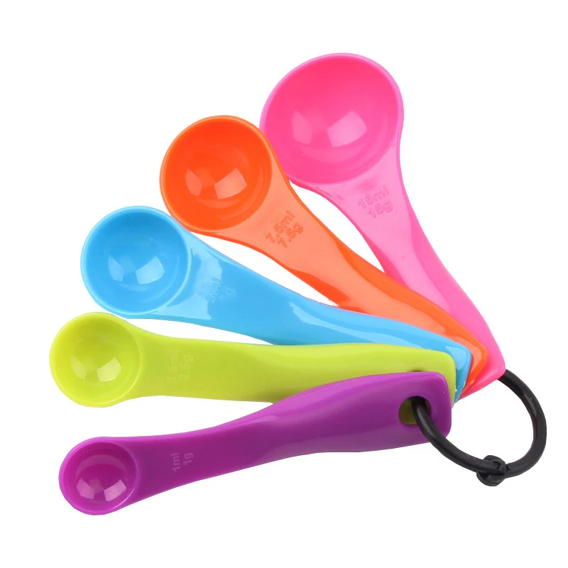 

5pcs/set Measuring Spoons Colorful Plastic (1/2.5/5/7.5/15ml) Measure Spoon Super Useful Sugar Cake Baking Spoon